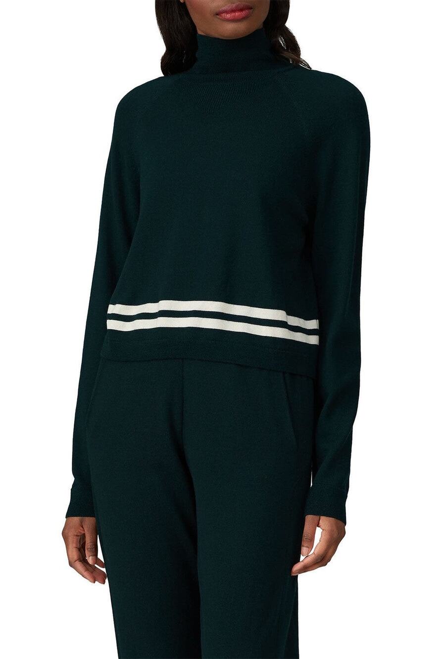 LNDR Sz XS/S Dark Green Wool Arctic Varsity Striped Turtleneck Sweater logo